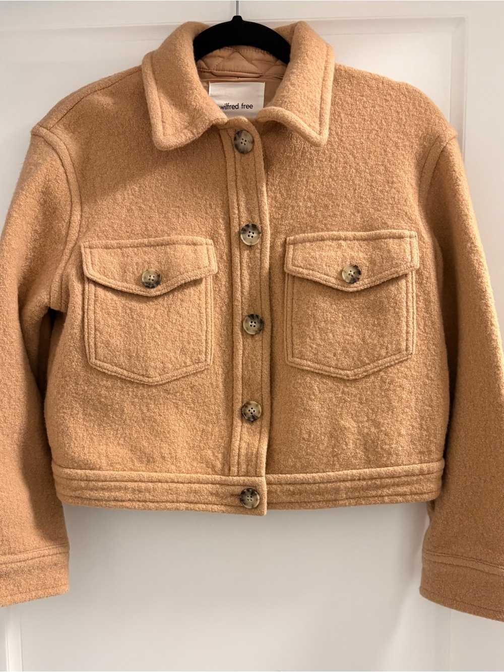 Wilfred Camel Button-Up 100% Merino wool Pea Coat